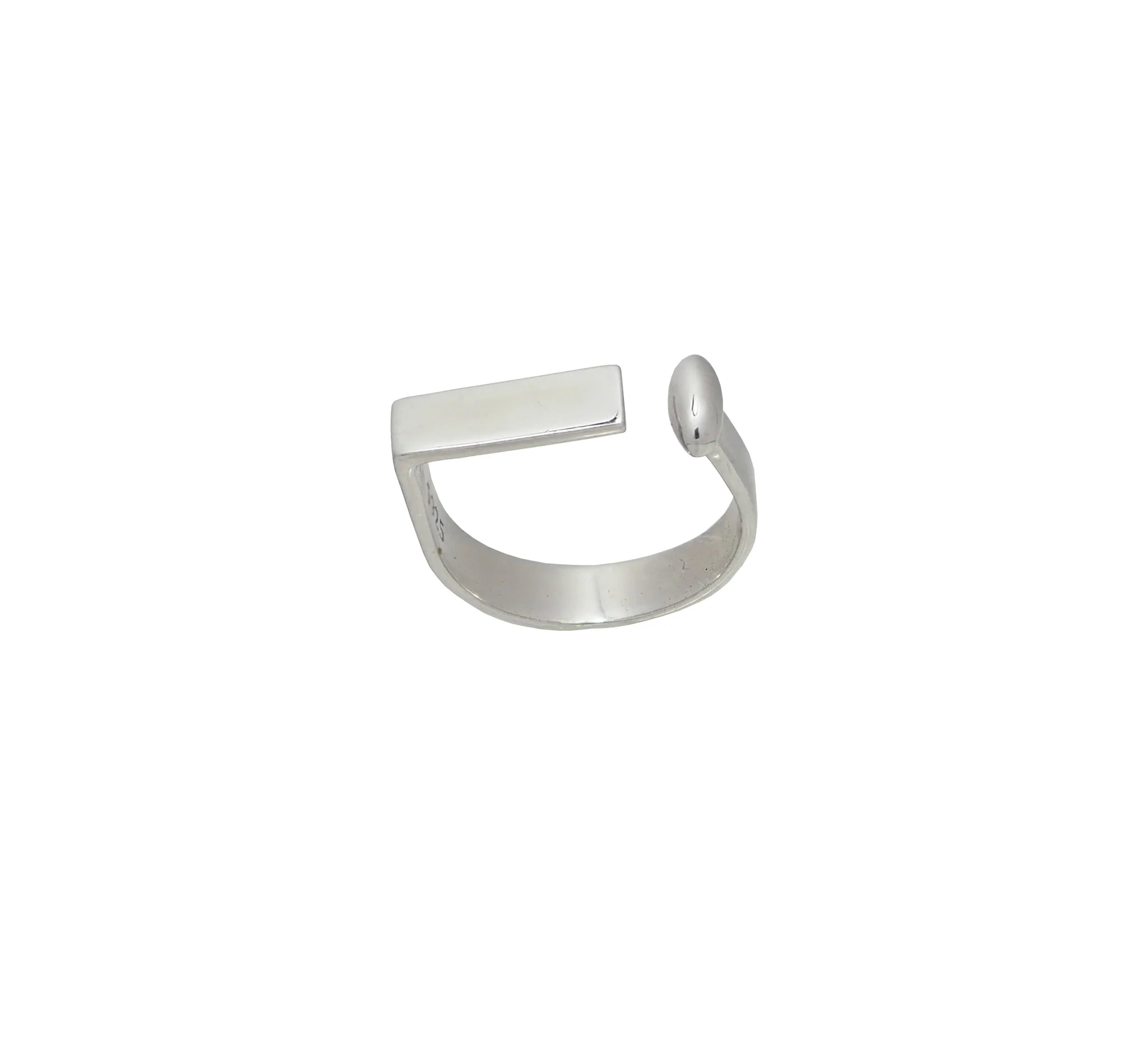 Open Band Signet Ring - 925 Sterling Silver