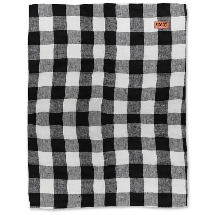 BLACK & WHITE GINGHAM LINEN TEA TOWEL