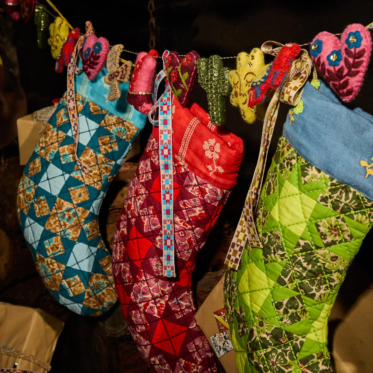 Magnolia Patchwork Stocking - Poppy