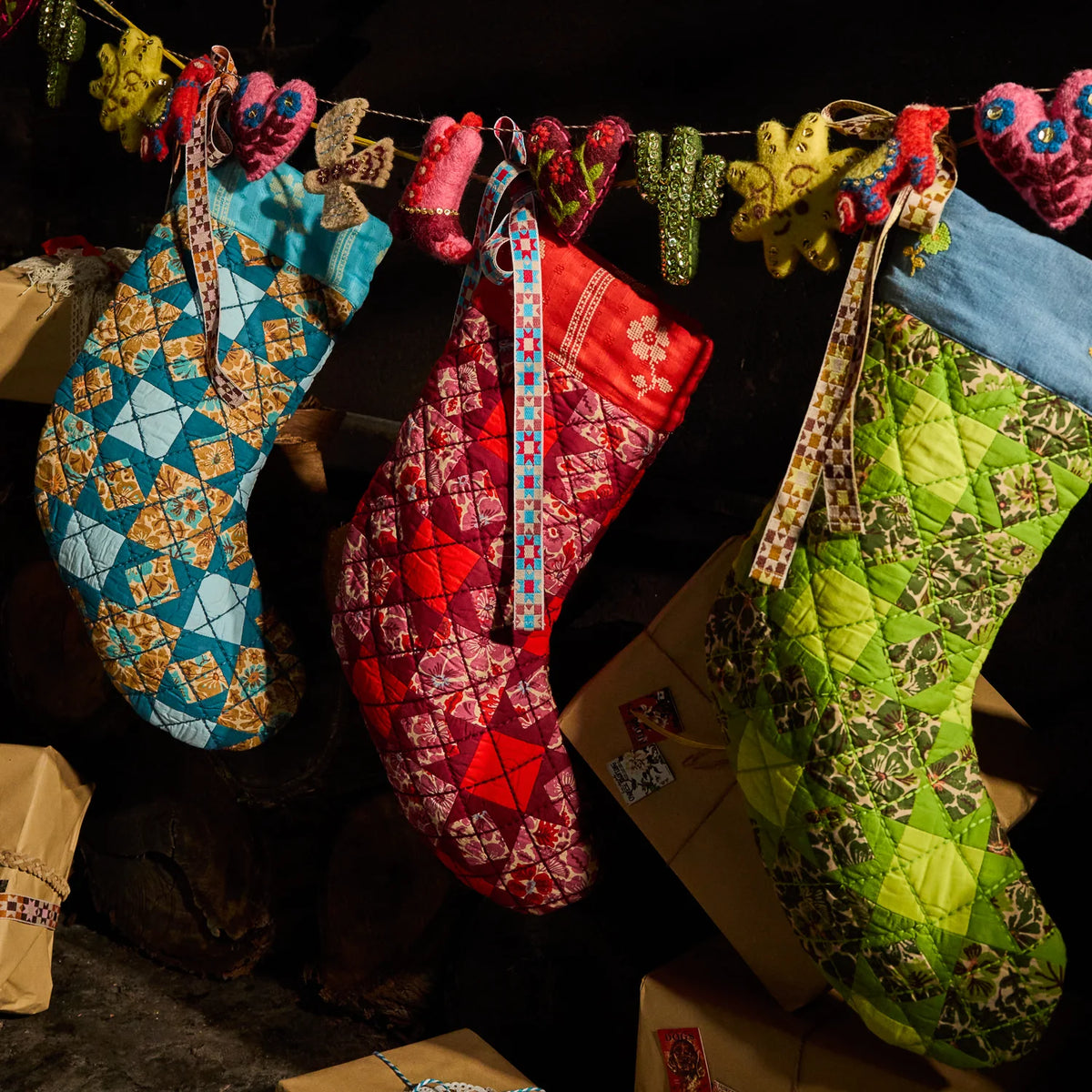 Magnolia Patchwork Stocking - Poppy