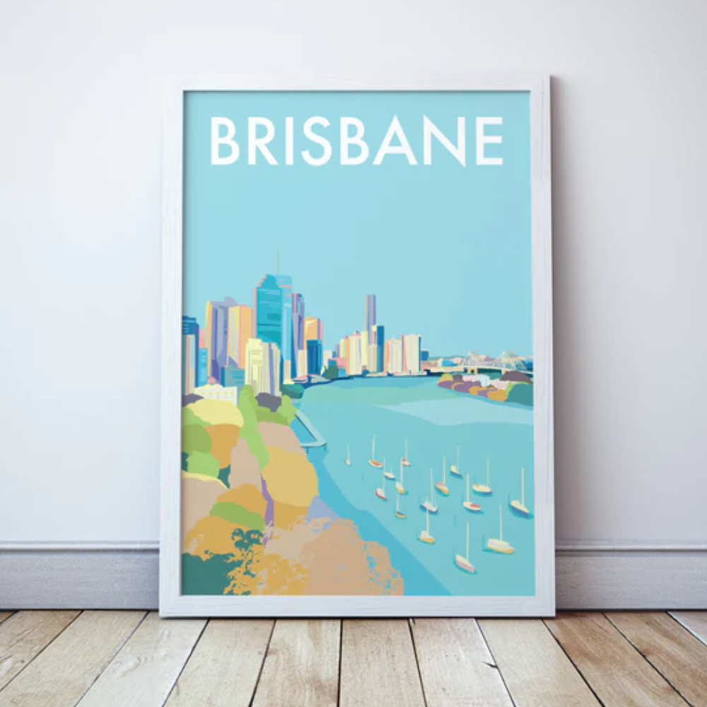 Brisbane City Illustrated Travel Print